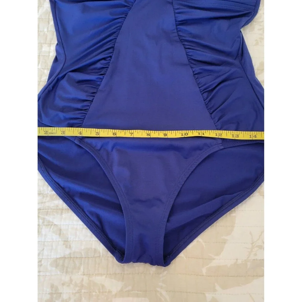 🌴 TOMMY BAHAMA Slimming Tummy Control One Piece Halter Swimsuit | Royal Blue 14